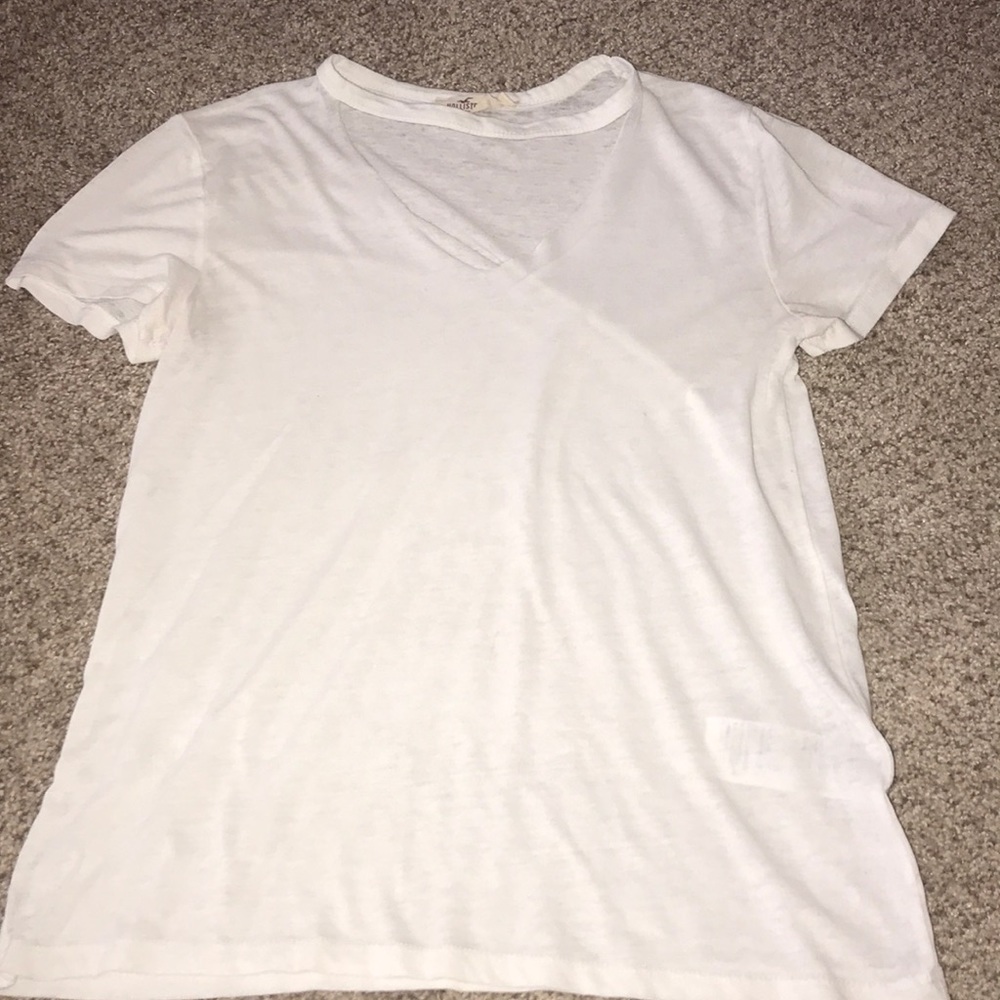White cut v neck shirt